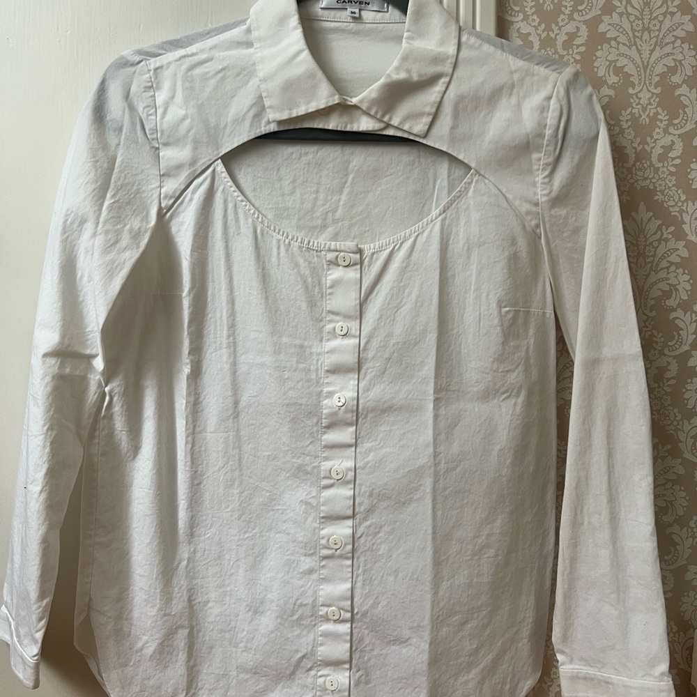 Carven Ivory Cut-Out Blouse
